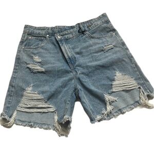 NWT Forever 21 Womens Distressed Criss Cross Jean Shorts